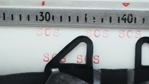 Typing Word SOS on Retro Typewriter