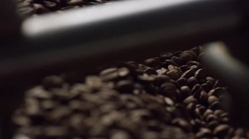 Roasting Coffee Beans in a Close Up Shot