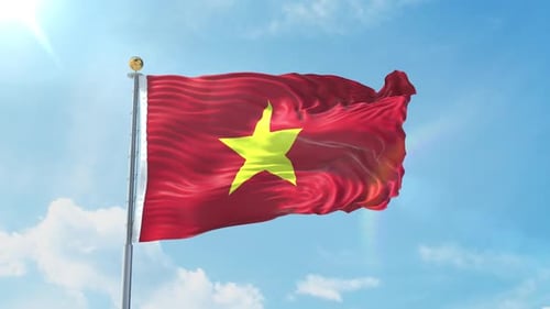 Realistic Waving Flag of Vietnam Loop Animation