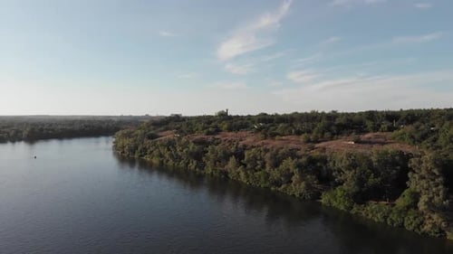 aerial view of the Khortytsia island in Zaporizhzhya
