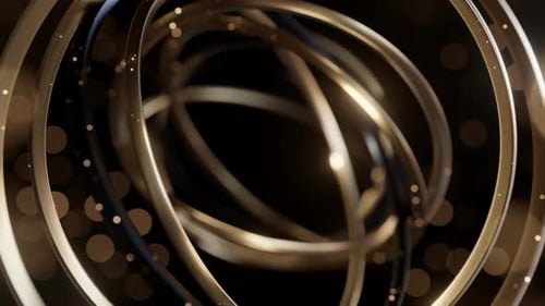 Elegant Golden Rings Abstract Motion Background Loop