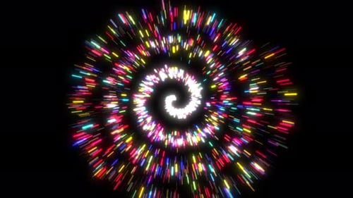 Hypnotizing Spiral Motion Design Background, Particle Swirl Motion Animation Bg. Glowing Loop Spiral