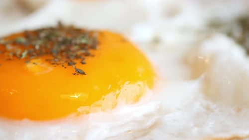 Detail Shot of Fried Eggs on Table