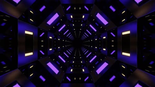 Violetter und gelber gespiegelter achteckiger Tunnelhintergrund Vj Loop In 4K