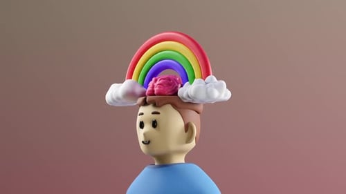 Creative Mind Concept with Rainbow and Brain Animation