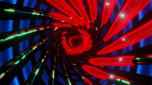 Abstract Neon Swirling Tunnel Loop Background