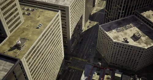 Urban Rooftop Perspective Showcasing Busy Streets and City Architecture