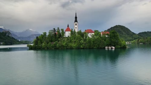 Bled Lake with Church on Small Island