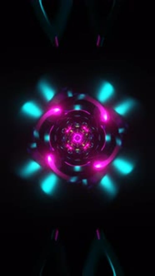 Vertikales Video mit faszinierenden kaleidoskopischen geometrischen Bildern in nahtloser Bewegung