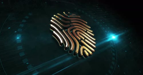 Fingerprint biometric identification symbol 3d digital concept loop