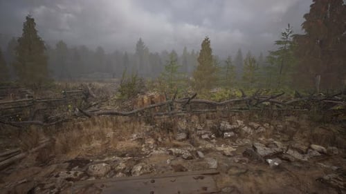 An Old Wood Fence with a Country Field Behind It