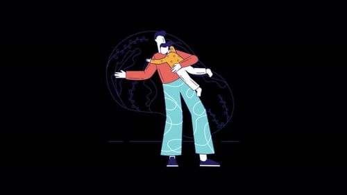 Flat Design Animation of Parent and Child Embracing