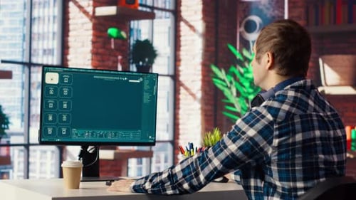 Homem usando texto para criar imagens: modelos generativos de inteligência artificial