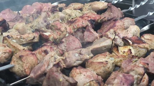 Closeup of Cooking a Barbecue on the Grill