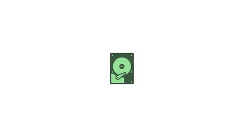 Flat Design Hard Drive Data Storage Icon Animation