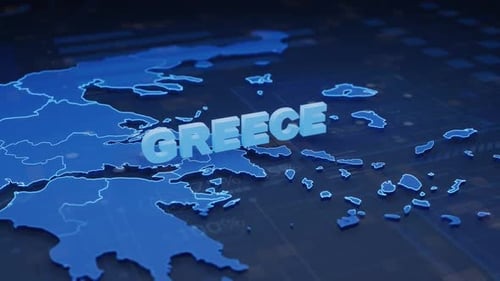 Futuristic 3D Map of Greece Title Animation
