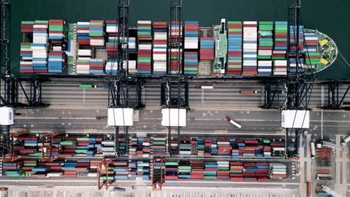 Cargo Shipping Port with Transportation Freight Containers Loading for Shipment