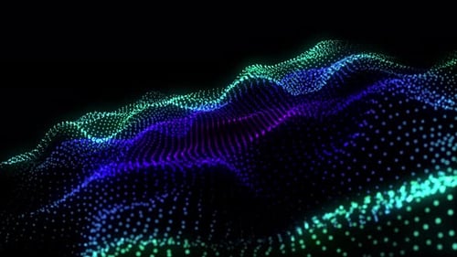 Colorful Digital Particles Wave Flow Background Loop V3