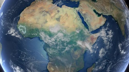 Realistic Earth Orbit and Zoom Glowing Borders Guinea