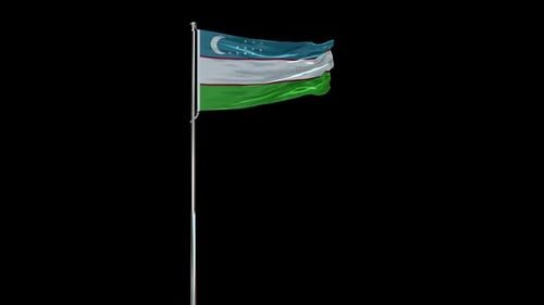 Waving Uzbekistan Flag with Alpha Channel for National Identity