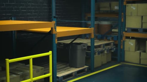 Modern Warehouse Shelves Ready for Inventory Management During the Day