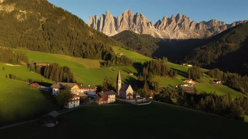 Santa Maddalena St. Magdalena Church in Val di Funes and Odle Mountains, South Tyrol Dolomites Italy