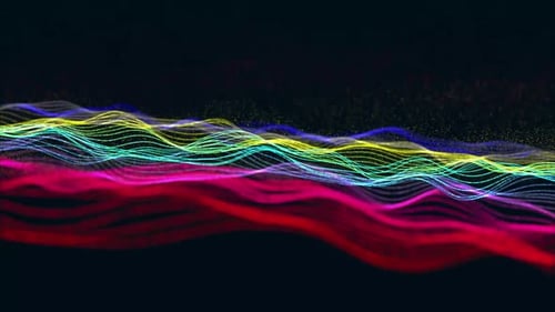 Abstract Digital wave with flowing Particles lines light motion loop Backgrounds Animation. Vd 391