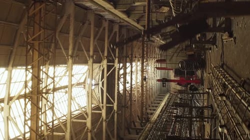 Vertical video large metal structure factory withmetal rolling plant