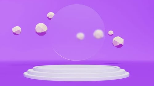 Violettes Glasmodell mit weißen Stufen, Intro, in dem endlose Loops möglich sind