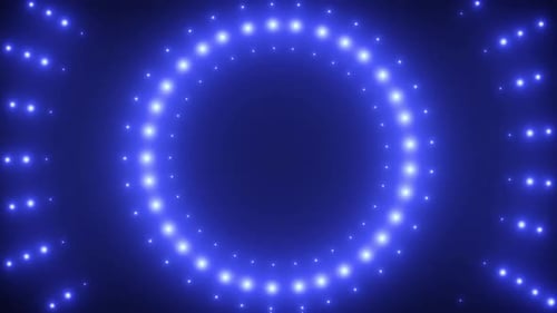 Dynamic Blue Neon Light Circles and Waves Background Animation