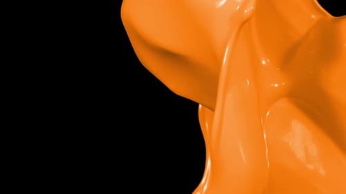 Abstract Orange Liquid Splash on Black Background