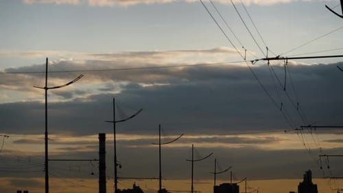 Ominous City Sunset Electrical Power