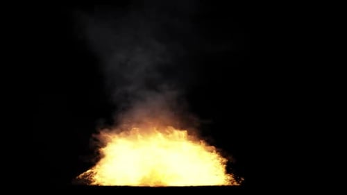 Realistic Ground Fire Burst with Rising Smoke