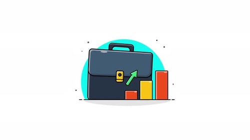 4k Office Bag with Graph. Business Growth Concept Animation Video