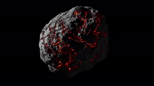 3D-Animation in Endlosschleife der Rotation eines außerirdischen Asteroiden. Alpha-Kanal.
