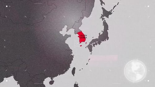 Global World Map Zoom Animation Highlighting South Korea
