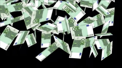 Falling One Hundred Euro Banknotes Animation