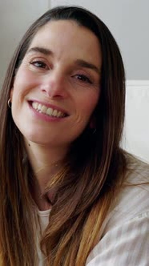 Smiling Woman Portrait Close Up Indoors