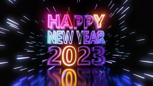 Happy New Year 2023 Neon Glow Title Animation