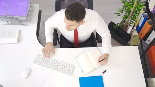 Businessman works in the office.