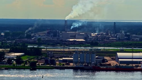 Aerial Shot of the Industrial Port of Riga, Latvia