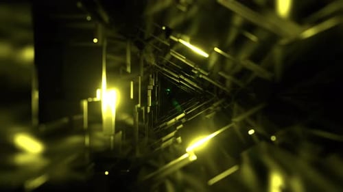 Green And Pink Fantasy Triangle Tunnel With Changing Lighting VJ Loop In 4K