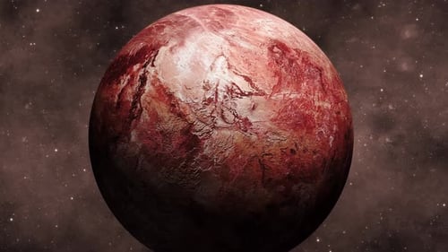 Makemake Fiktiver 3D-Planet rotiert im Weltraum