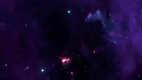 Flying Through Colorful Space Nebula and Stars Background Animation