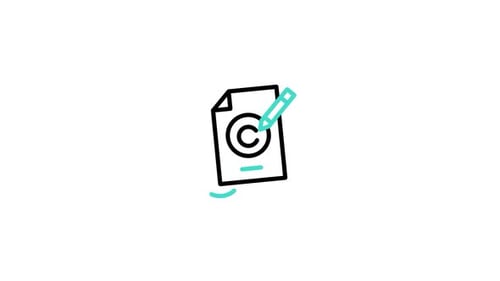 Animated Flat Design Copyright Icon with Pencil