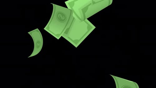 Animated Falling Green Dollar Bills Loop