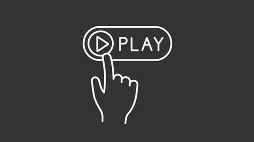 Animated Hand Clicking Play Button UI Element