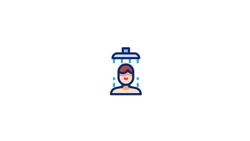 Animated Flat Design Icon: Person Showering