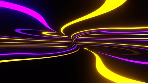 Purple And Yellow On Black Neon Circle Moving Background Vj Loop In 4K