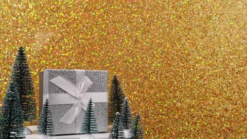 Sparkling Gift with Miniature Christmas Trees